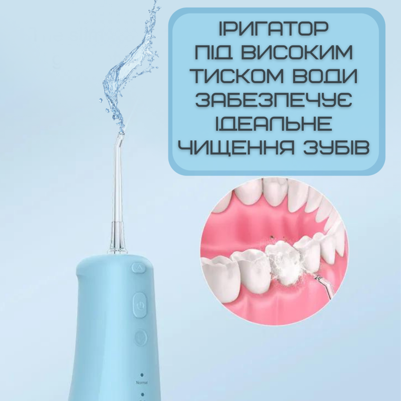 Портативный Ирригатор Для Зубов Водонепроницаемый Professional 3 Режима Мощности + 2 Насадки 300 мл NiceFeel FC5091