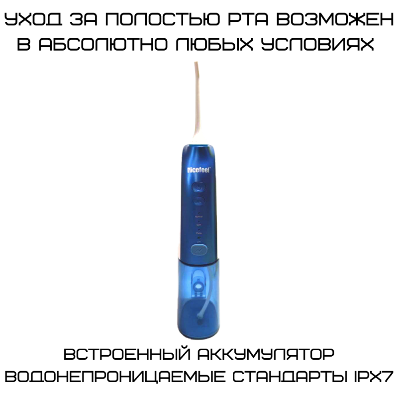 Портативный Ирригатор Для Зубов Водонепроницаемый 3 Насадки + 3 Режима + Чехол Для Хранения NiceFeel