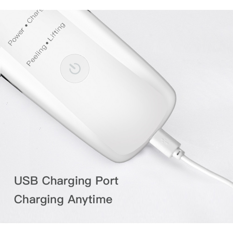 Ультразвуковой Скрабер Для Чистки Лица, Лифтинга и Фонофореза с Функцией EMS и Фототерапией 4in1 Белый