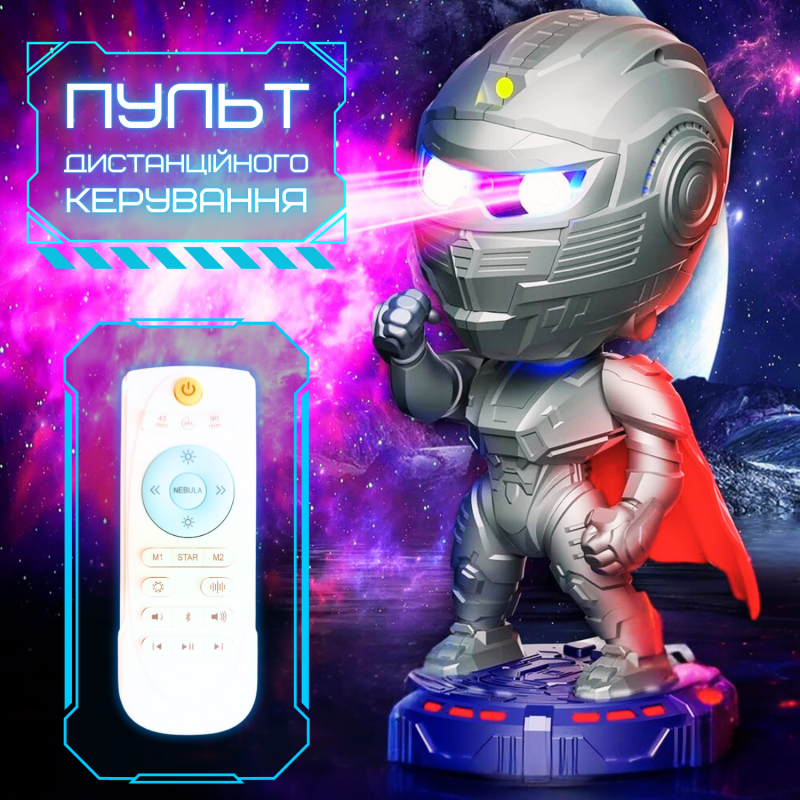 Проектор Зоряного Неба з Bluetooth Колонкою + Звуки Природи + LED Підсвічування Світлодіодний Нічник Супергерой Лазерний 8 Режимів Для Дітей та Дорослих