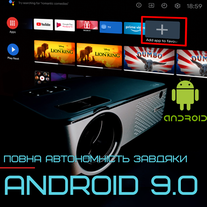 Портативный Проектор Android 9.0 Full HD 1920*1080 P + WIFI + Bluetooth с Динамиками 3200 Lumen Мини LED Проектор Домашний Cheerlux C9Pro