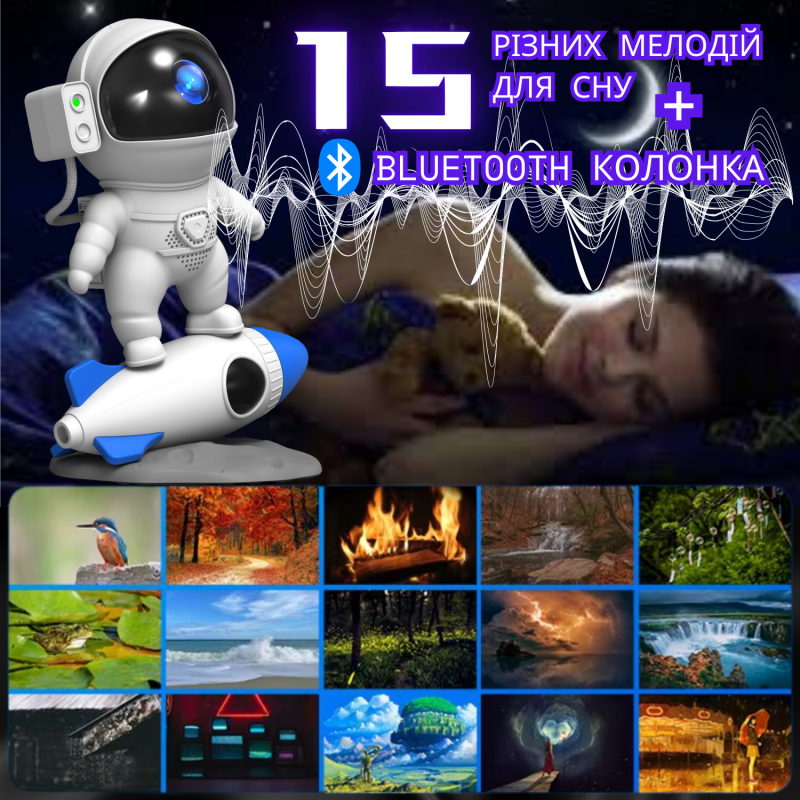 Лазерний Проектор Планетарій Зіркової Галактики Космонавт з 13 Слайдами Світлодіодний LED Нічник Для Дорослих та Дітей