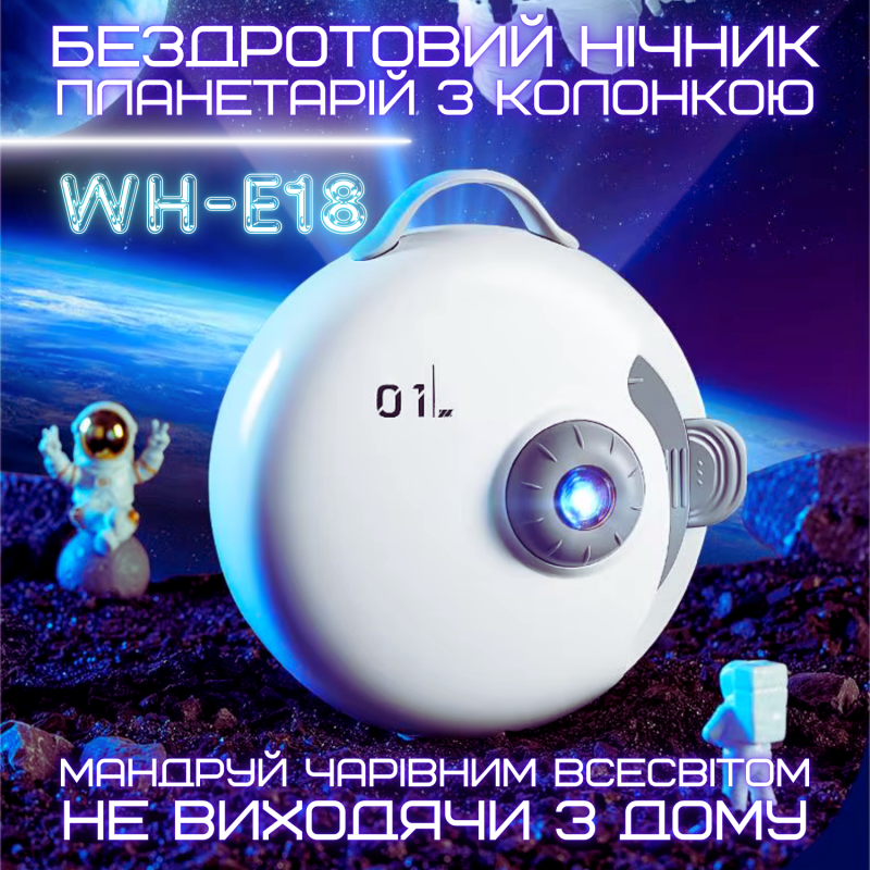 Беспроводной Проектор Ночник Планетарий Настольный на Аккумуляторе 32 Слайда для Детей и Взрослых