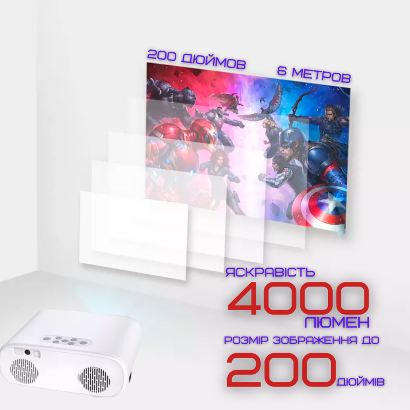 Портативный WIFI Мини LED Проектор Android 9.0 Full HD 1920*1080 P 4000 Lumen с Динамиком + Bluetooth 5.0 Cheerlux C16