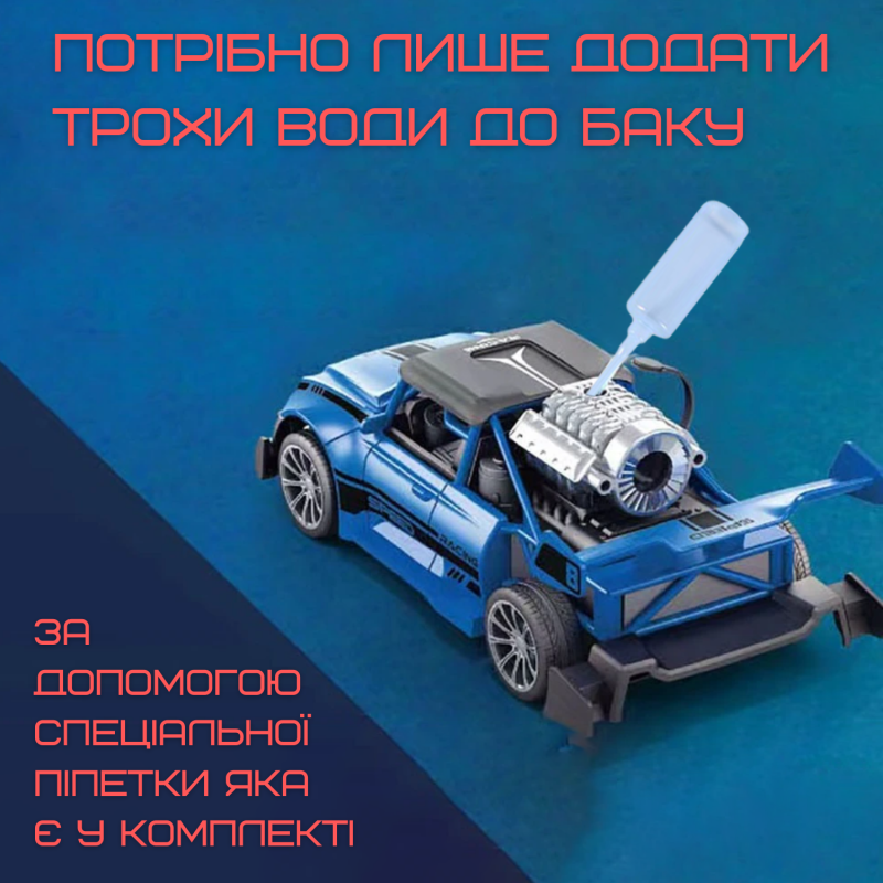 Гоночна Машинка Радіокерована Швидкісна з Паром та LED Підсвічуванням на Акумуляторі STORM Синя