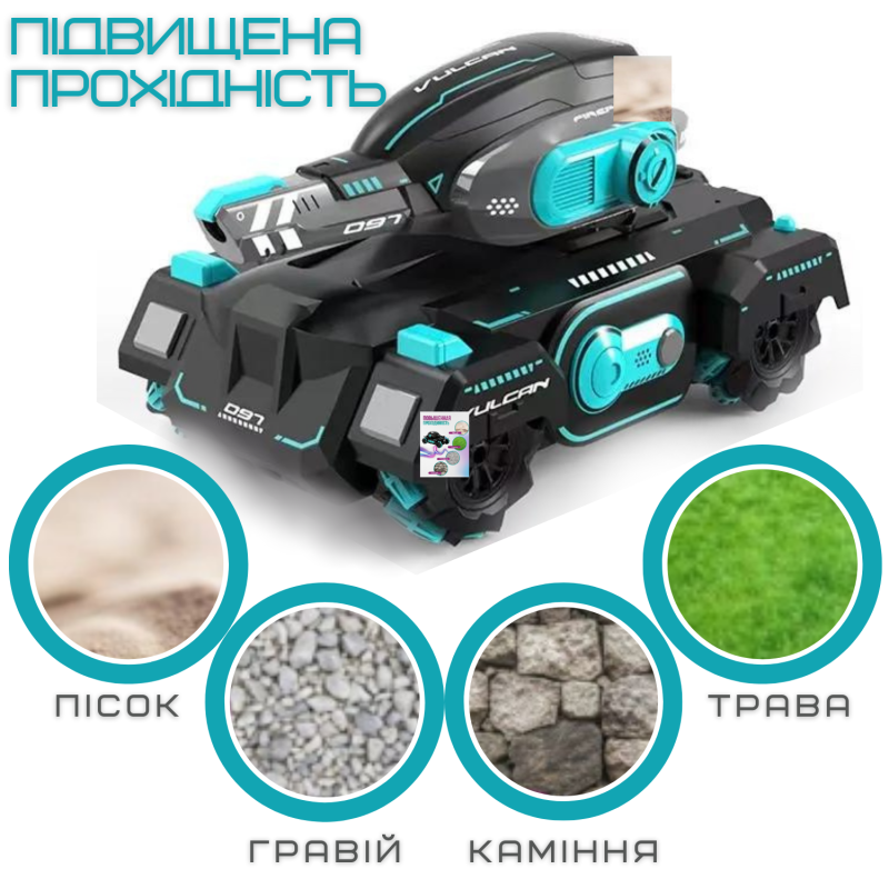 Іграшка Танк з Браслетом та Пультом Управління на Орбізах з Акумулятором + LED Підсвічування + Музика + Демо Режим Радіокерований Танк Всюдихід з Гелієвими Кульками Stunt Car Чорний