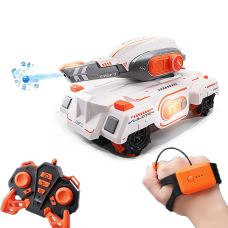 Танк Стреляющий Орбизами на Часах и Пульте Управления с LED Подсветкой + Музыка и Демо Режим Игрушка Танк Радиоуправляемый на Гидрогеле и Аккумуляторе Stunt Car Белый