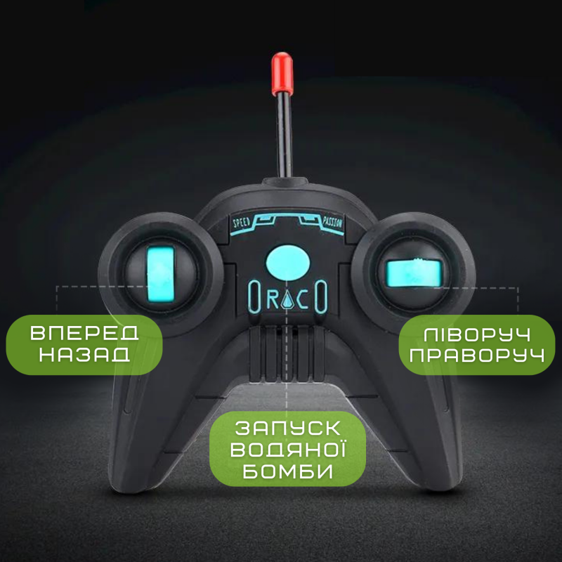 Гоночная Машинка Скоростная Радиоуправляемая на Аккумуляторе с Шариками Орбизами и LED Подсветкой Зелёная