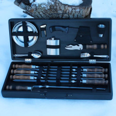 Набор шампуров в деревянной коробке "Сотник" с гравировкой.