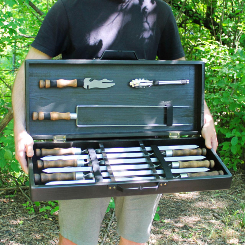 Набор для гриля и барбекю "Эконом" в деревянном кейсе