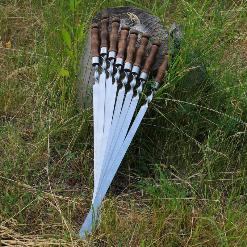 Шампуры для Люля-кебаб с деревянной ручкой из нержавейки 6 шт