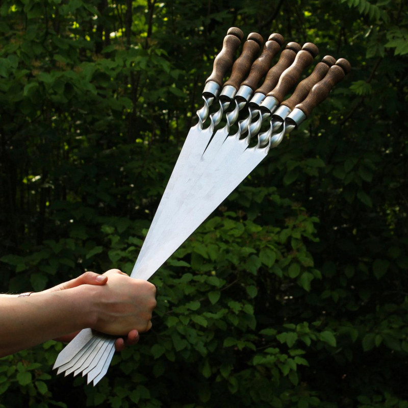 Шампуры для Люля-кебаб с деревянной ручкой из нержавейки 6 шт