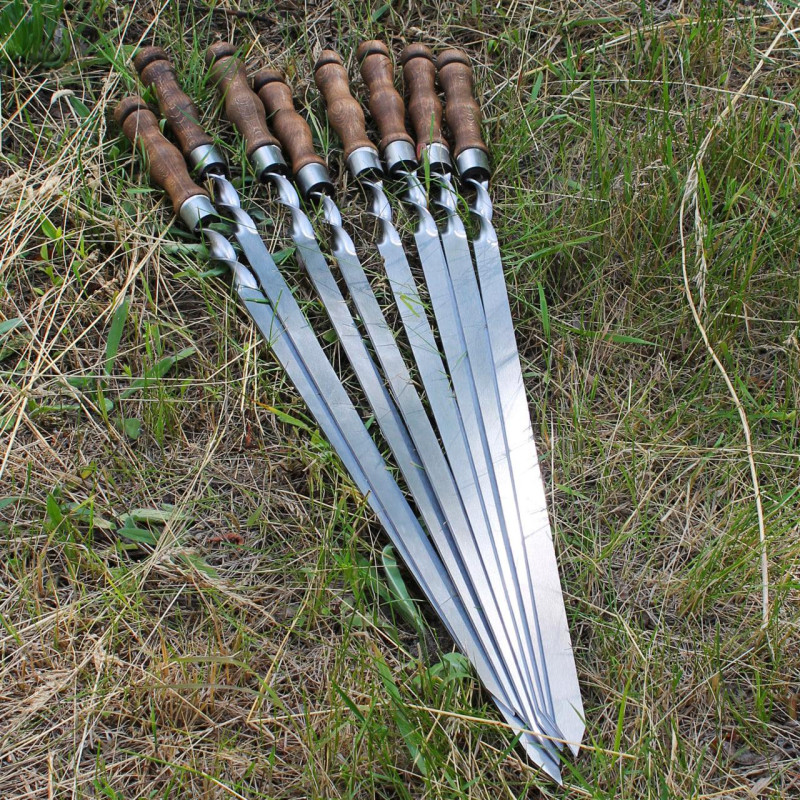 Шампуры для Люля-кебаб с деревянной ручкой из нержавейки 6 шт