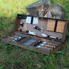 Набор для гриля и барбекю "Кедр" в кейсе из фанеры