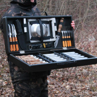 Набор для гриля и барбекю "Застольный" в деревянном кейсе.