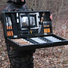 Набор для гриля и барбекю "Застольный" в деревянном кейсе.