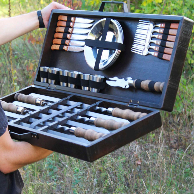 Набор шампуров в деревянной коробке “БАДЬОРИЙ”