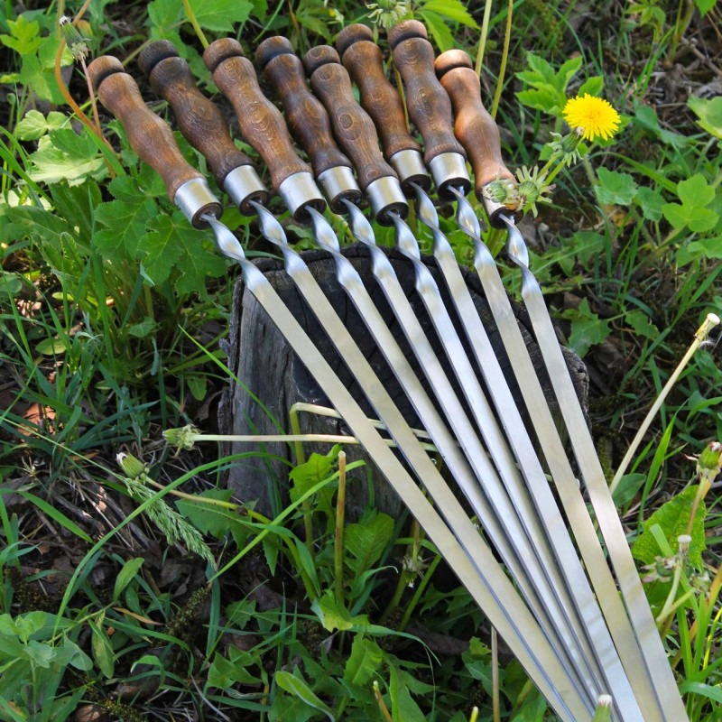 Шампура с деревянной ручкой 14 мм 1 шт / 720*14*3