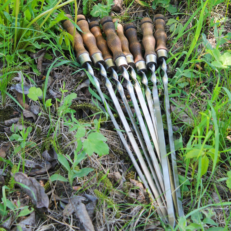 Шампура с деревянной ручкой 14 мм 1 шт / 720*14*3