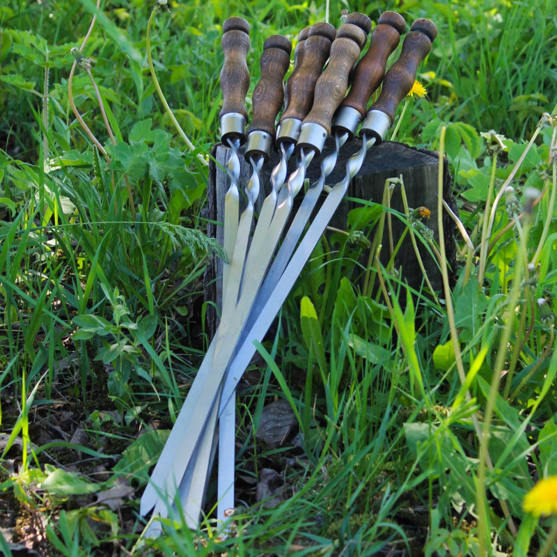 Шампура с деревянной ручкой 14 мм 1 шт / 720*14*3