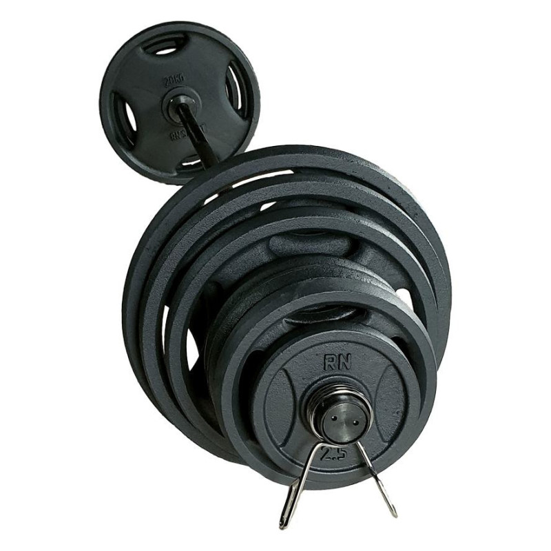 Олімпійська, металева штанга RN-Sport Quatro 78 кг (2х15, 2х10, 2х5, 2х2.5 + гриф 1.8 м)