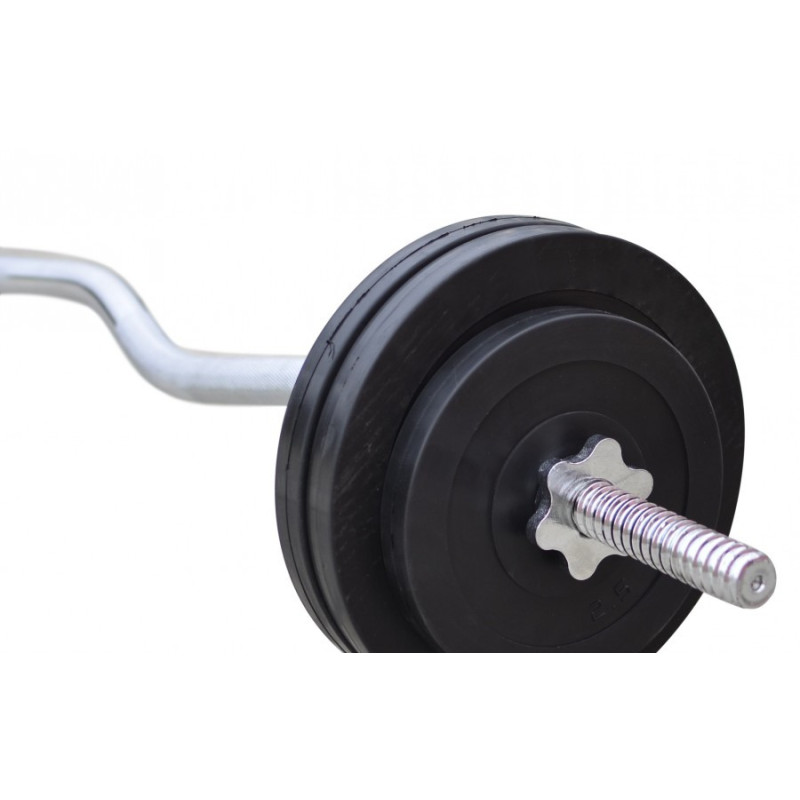 Штанга с обрезиненными дисками W-образная 30 кг