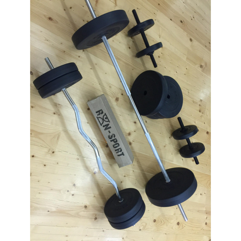 Штанги с гантелями RN-Sport (4 грифа + 150 кг блинов) + перчатки