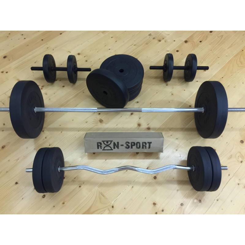 Штанги с гантелями RN-Sport (4 грифа + 150 кг блинов) + перчатки