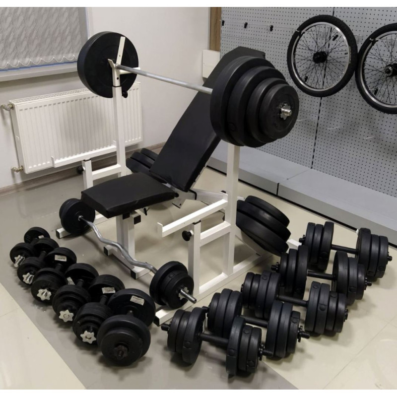 Штанга спортивная для дома на 93 кг + Перчатки