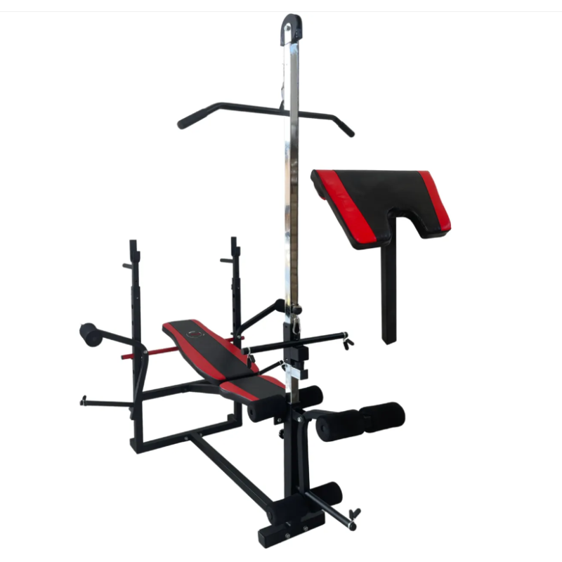 Скамья тренировочная 0070 + Верхняя тяга + Брусья + Приставка Cкотта