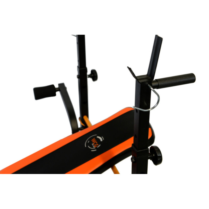 Скамья с верхней тягой + 4 грифа + 75 кг дисков с ABS покрытием