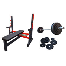 Скамья для жима RN classic prof + Олимпийская обрезиненная штанга 100кг