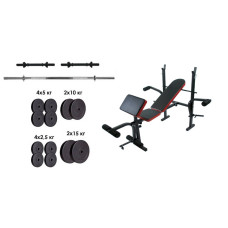 Скамья с тренажерами + набор силовой на 90 кг