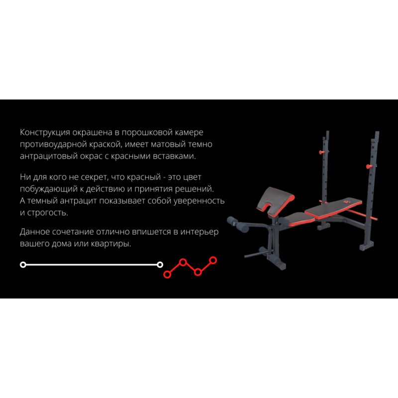 Скамья с приставкой Скота ReadMeBlack + 125 кг дисков + 4 грифа RN-Sport