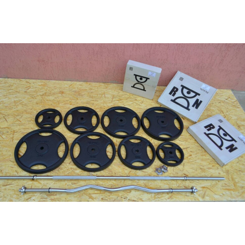 Скамья с приставкой Скота ReadMeBlack + 125 кг дисков + 4 грифа RN-Sport