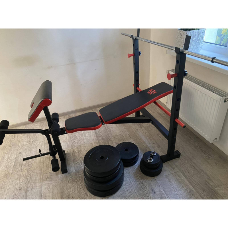 Скамья для жима ReadMeBlack + штанга 75 кг с гантелями 2х20 кг RN-Sport