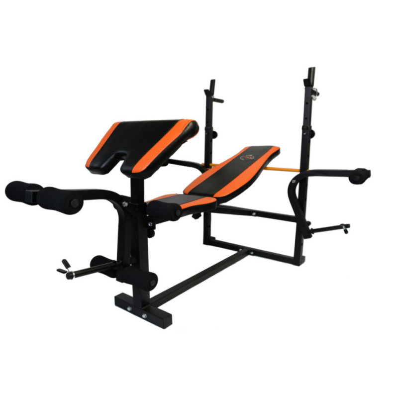 Скамья для жима с верхней тягой и тренажерами + штанга 75 кг RN-Sport