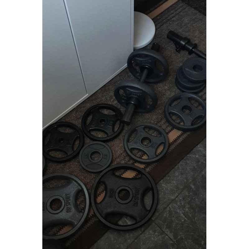 Проф. скамья для жима RN-Sport Black Rock + Гантели олимпийские RN-Sport по 31 кг металлические