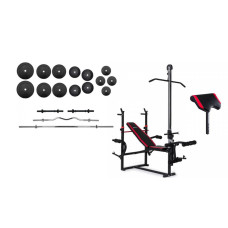 Скамья для жима с тягой, 4 грифа, 100 кг блинов RN-Sport