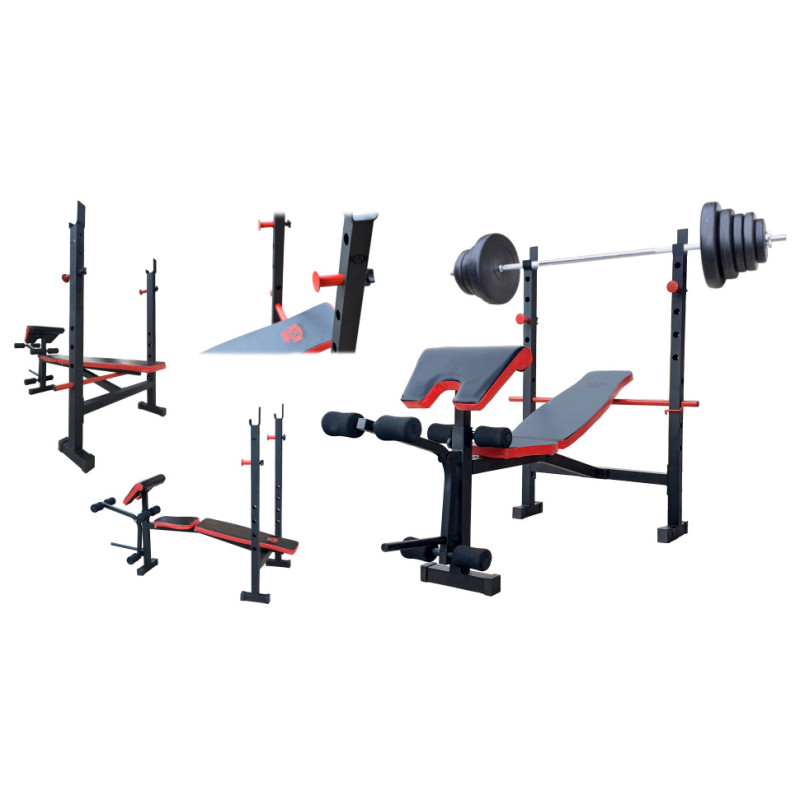 Скамья для жима универсальная ReadMeBlack + штанга 103 кг RN-Sport