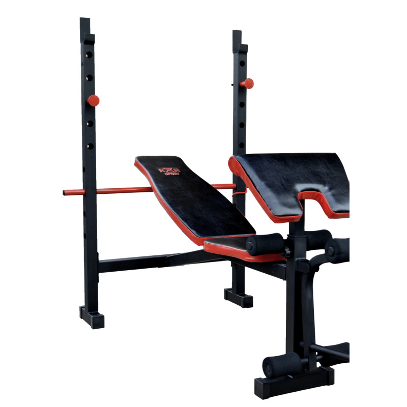 Скидка! Скамья для жима ReadMeBlack + 4 грифа, 100 кг дисков RN-Sport