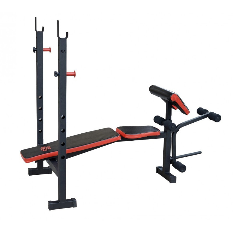 Скидка! Скамья для жима ReadMeBlack + 4 грифа, 100 кг дисков RN-Sport