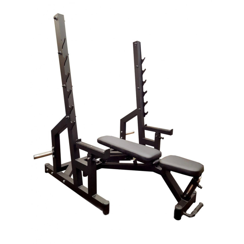 Скамья Black Rock + Стойки Black Rock + Набор металлических обрезиненных дисков 120 кг