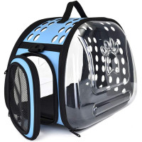 Сумка Переноска Для Кота Складная с Прозрачными Стенками Сумка Для Домашних Животных до 7 кг Голубая