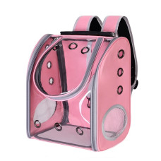 Прозрачный Рюкзак Переноска Для Прогулок Кошек и Маленьких Собак с Иллюминатором До 7 кг Розовый