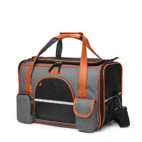 Сумка Переноска Для Кота Складна Сумка Для Домашніх Тварин з Прозорими Стінками та Кріпленнями до Чемодану та Авто до 7 кг Світло Сіра