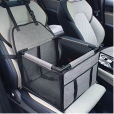 Сумка Переноска в Авто для Собак и Кошек Каркасная 12 Трубок Сиденье Автокресло Складное в Машину для Транспортировки Животных Серое