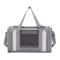 Сумка Переноска Для Котов и Собак Складная с Прозрачными Стенками и Креплениями к Чемодану для Животных до 7 кг 44*30*28 см Серая