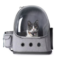 Прозорий Рюкзак Переноска для Котів з Ілюмінатором і Анатомічною Посадкою Для Перевезення Тварин до 8 кг Сірий