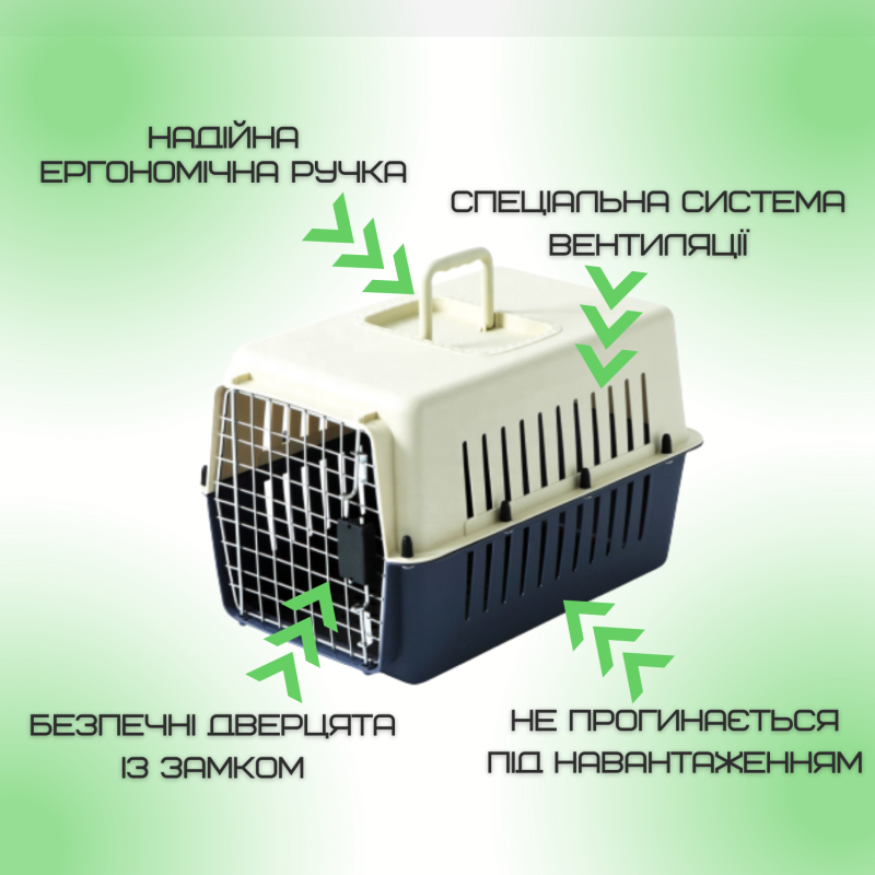 Переноска Контейнер Для Кошек и Собак 50*31*34 см Для Авиа Перелётов и Транспортировки Животных до 9 кг с Металлическими Креплениями и Дверью + Замок Navy